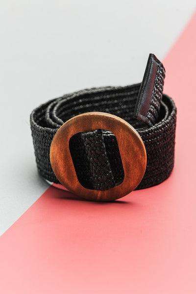 Faux Leather Belt Matte Buckle Belt | Bella Lucca Boutique Black
