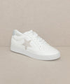 White Vegan Leather Sneakers Silver Rhinestone Star Detail | Bella Lucca Boutique