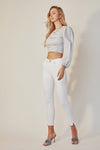 HIGH RISE ANKLE SKINNY WHITE JEANS | KANCAN