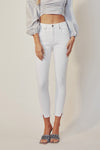 HIGH RISE ANKLE SKINNY WHITE JEANS | KANCAN