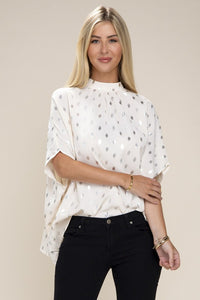 Batwing Mock Neck Blouse