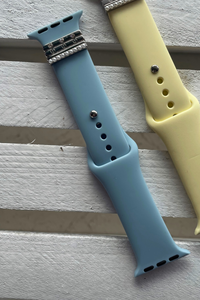 Blue Silicone Apple Watch Band with Removable Jewels | Bella Lucca Boutique