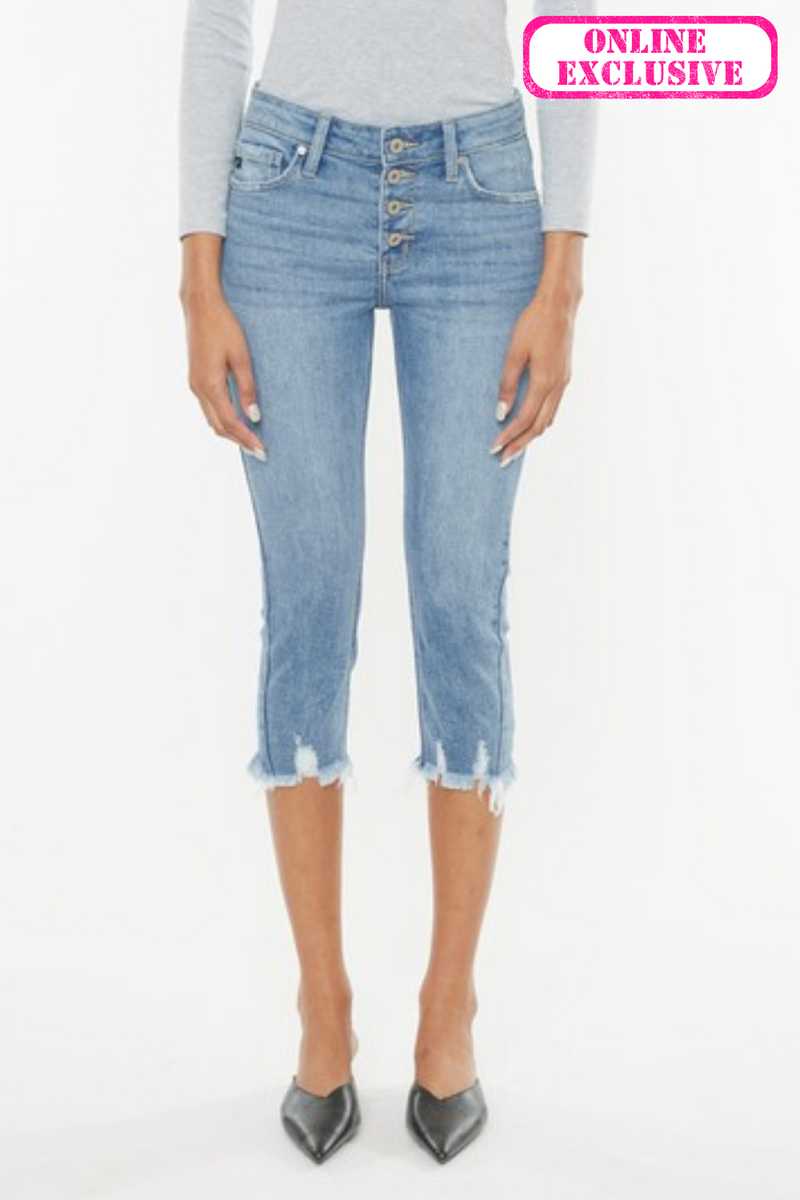 MID RISE CAPRI JEAN PANTS | KANCAN