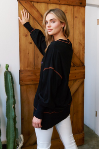 Black Oversized Sequin Pumpkin Knit Pullover | Bella Lucca Boutique