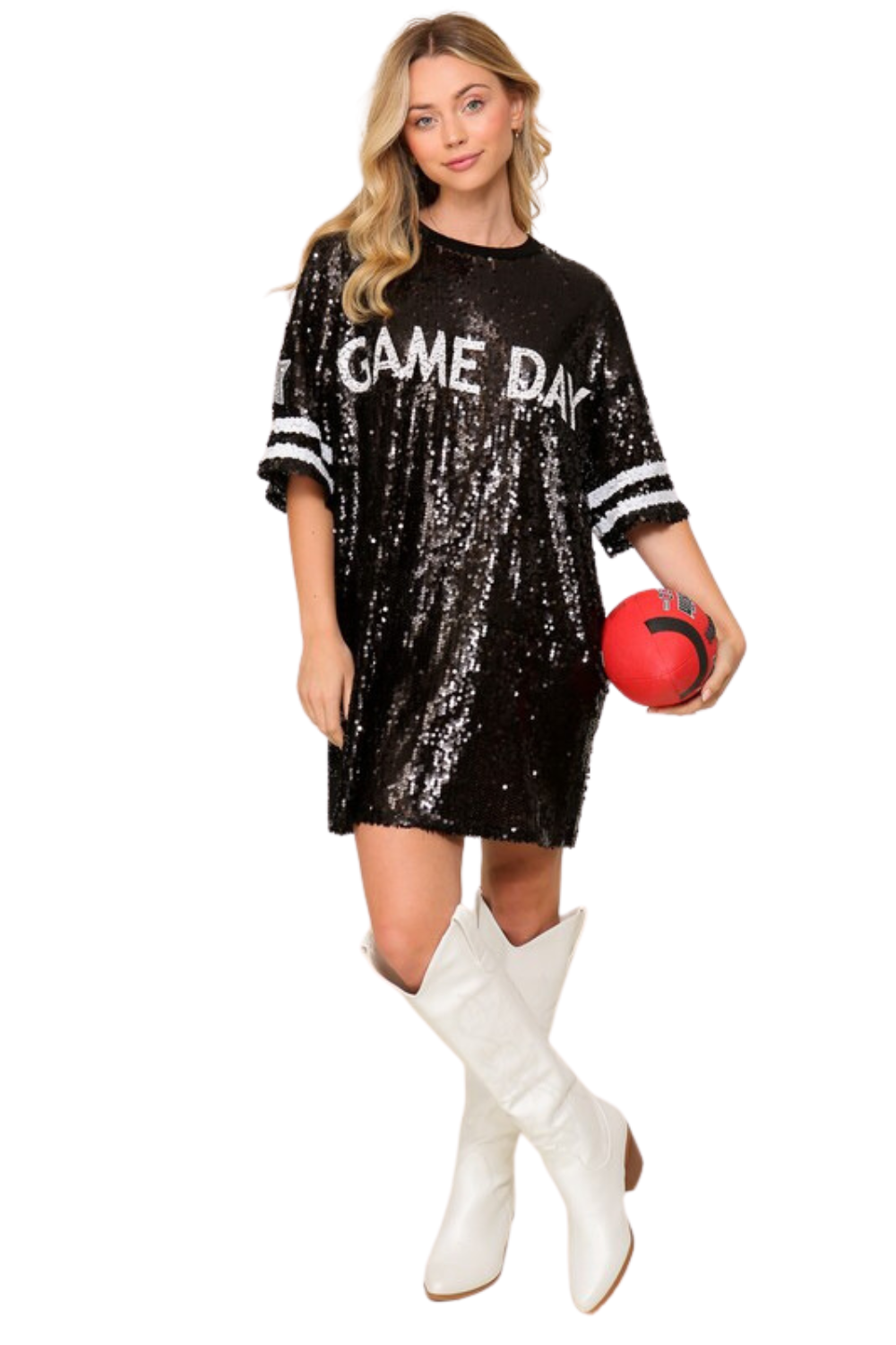 Oversized Black Sequin Game Day Top | Bella Lucca Boutique