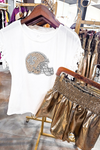 Rhinestone Saints Football Helmet Game Day Top | Bella Lucca Boutique