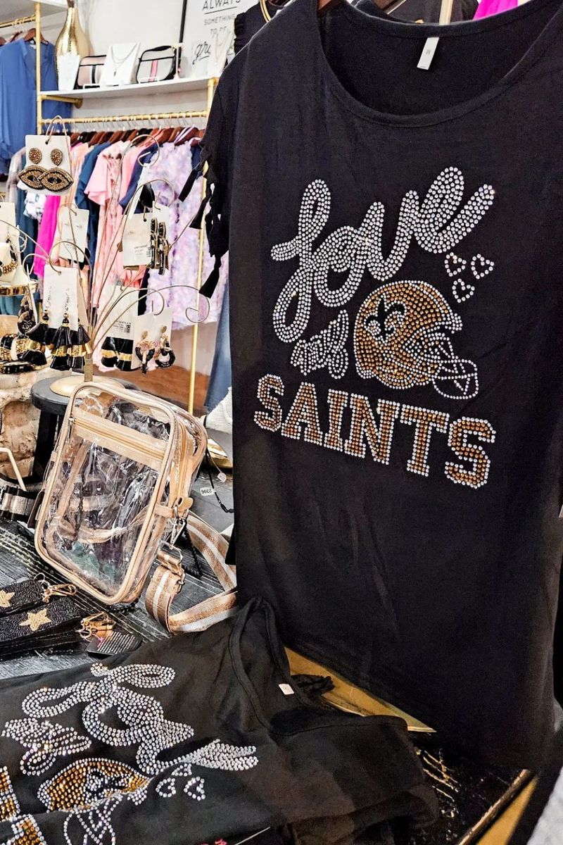 Rhinestone Love My Saints Game Day Top | Bella Lucca Boutique