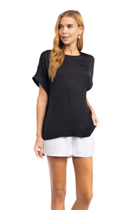 Black Satin Dolman Sleeve Blouse | Bella Lucca Boutique