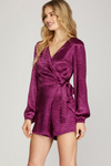 Berry Satin Side Tie Wrap Romper | Bella Lucca Boutique