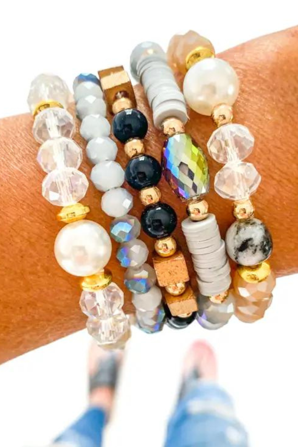 Neutral Bracelet Stack Set of 5 Bracelets | Bella Lucca Boutique