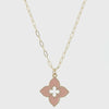 Gold Paperclip Chain Peach Quatrefoil Pendant  Bella Lucca Boutique