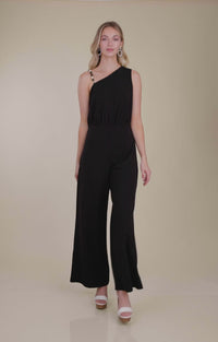 Embellished Strap Detail Black Jumpsuit | Bella Lucca Boutique