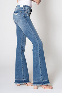 Bootcut Mid-Rise Raw Hem Medium Wash | Bella Lucca Boutique