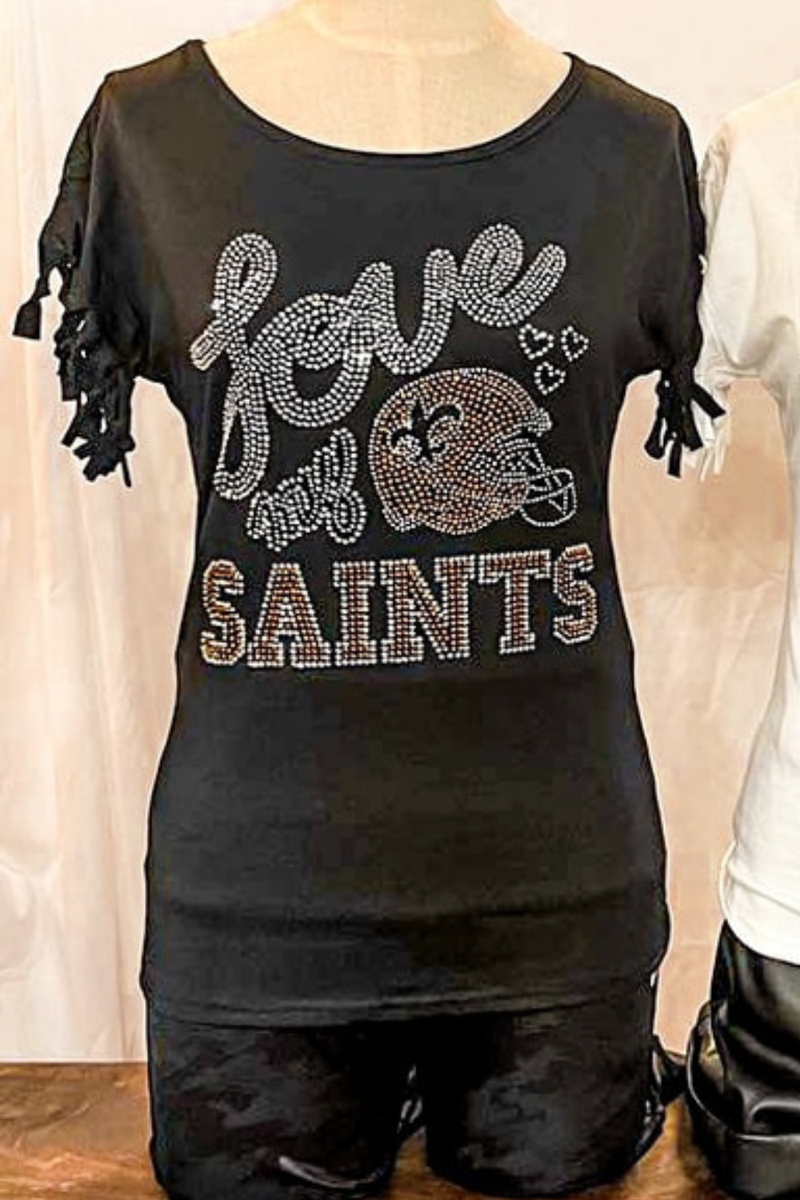 Rhinestone Love My Saints Game Day Top | Bella Lucca Boutique