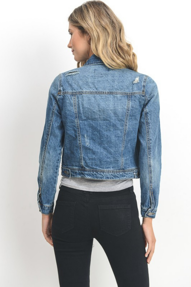 Distressed Denim Jean Jacket | Bella Lucca Boutique