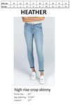 heather high rise skinny crop | size chart