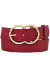 Red Faux Leather Belt with Double "O-Ring" Buckle | Bella Lucca Boutique