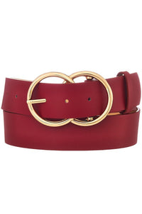 Red Faux Leather Belt with Double "O-Ring" Buckle | Bella Lucca Boutique