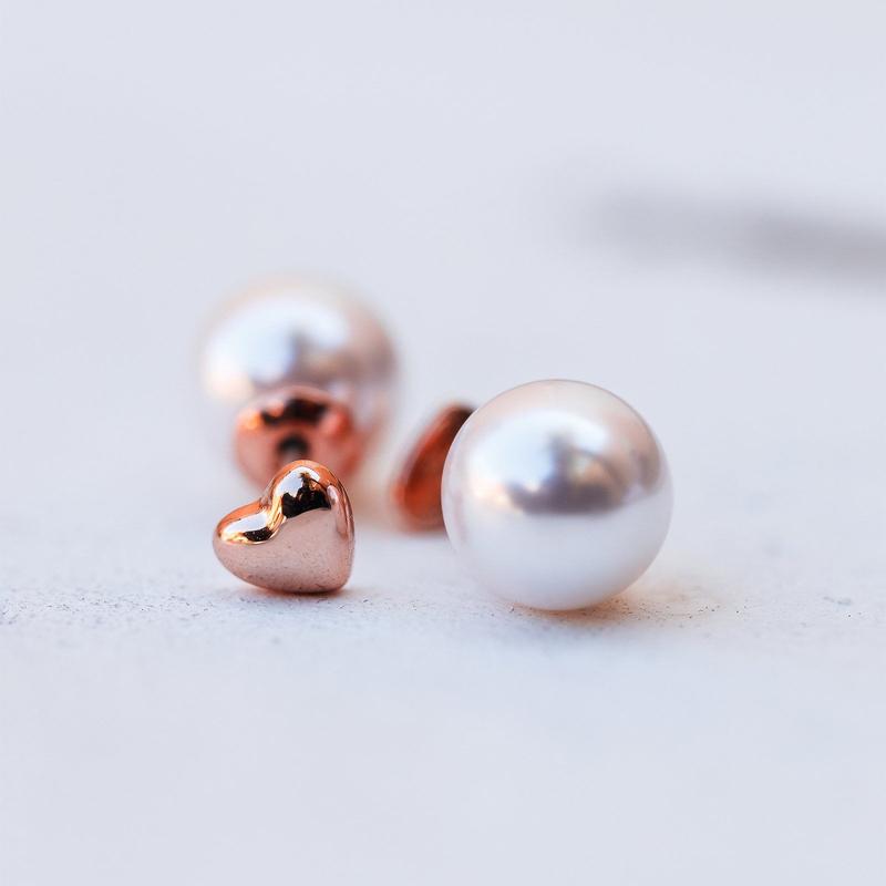 Pura Vida Pearl and Heart Double Sided Studs | Bella Lucca Boutique