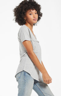 Z Supply Cotton Slub Pocket Tee | Heather Grey