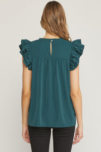 Green Ruffle Sleeve Blouse | Bella Lucca Boutique