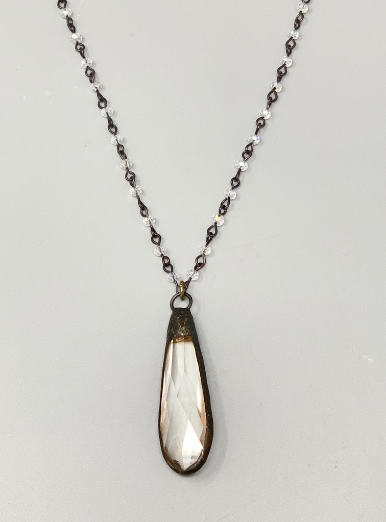 Snow Long Drop Crystal Pendant-Crystal