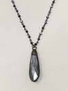 Snow Long Drop Crystal Pendant-Mystic Black