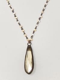 Snow Long Drop Crystal Pendant-Pale Champagne