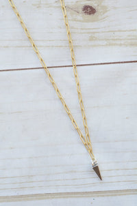 Virtue Jewelry Paperclip Gold Necklace With Silver Pyramid Charm | Bella Lucca Boutique