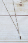 Virtue Jewelry Paperclip Silver Necklace With Silver Pyramid Charm | Bella Lucca Boutique