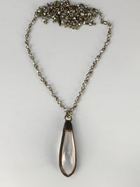 Snow Long Drop Crystal Pendant-Silver Smokey